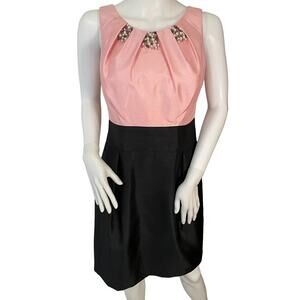 Wedding Guest or Party Dress, Blush Pink/Black, Pearls and Beads, Size 6